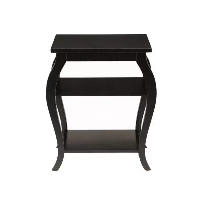 Reversible End Table with Two Lower Shelves and Cabriole Legs