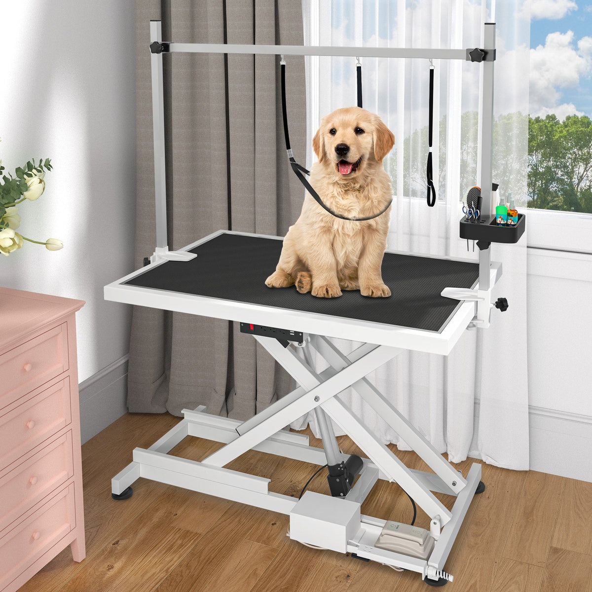Professioneller elektrischer Hundeschertisch für große Hunde, robuster Tierpflegetisch mit Hundepflegearm aus Aluminium – 50'' B
