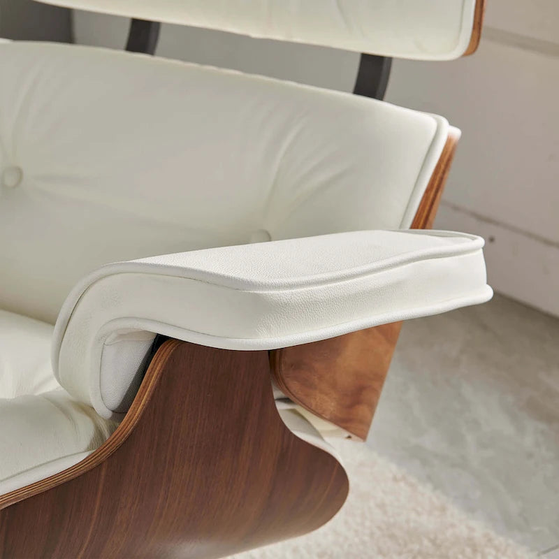 Fauteuil inclinable de salon moderne en cuir, style milieu du siècle