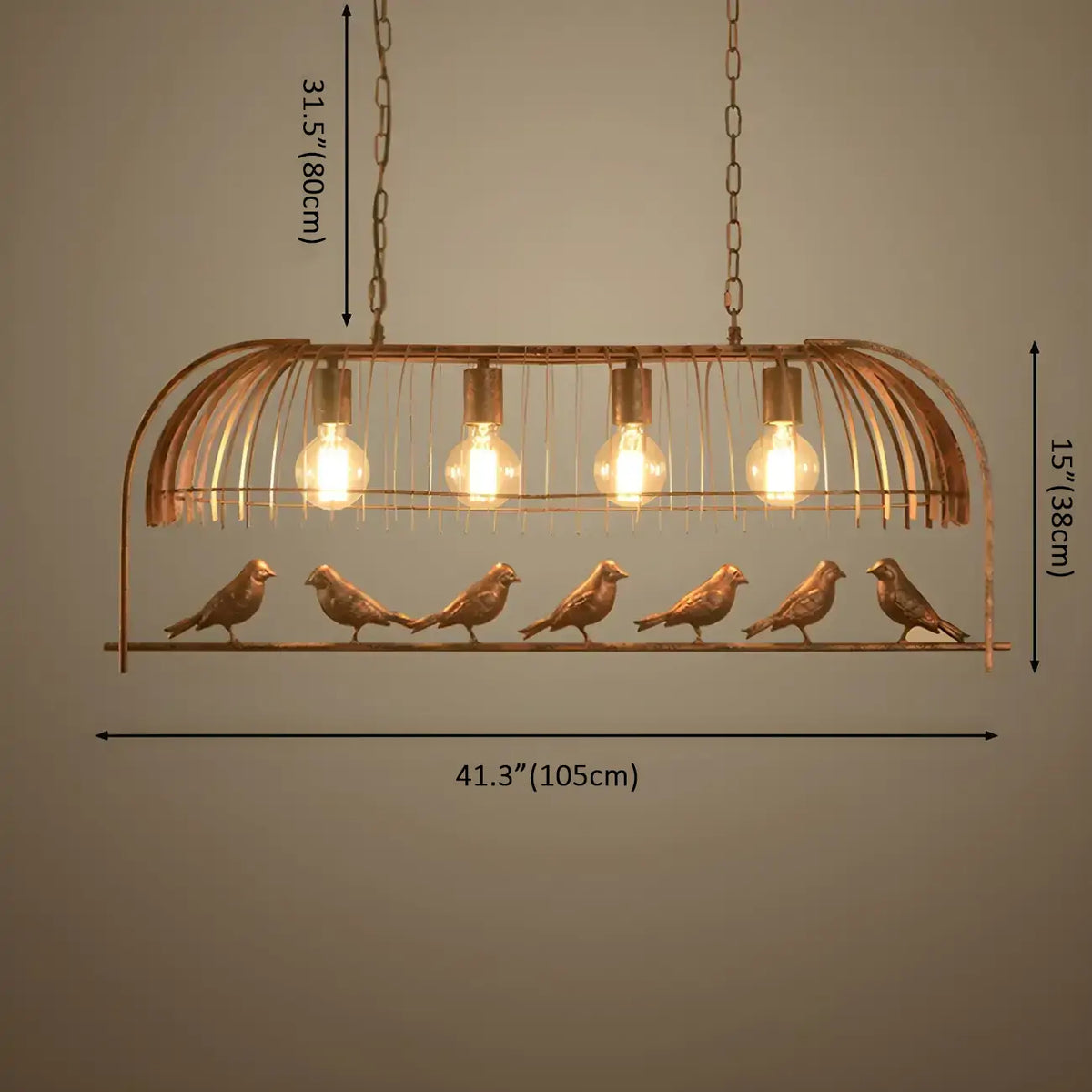 Suspension industrielle en métal en forme de cage à oiseaux pour îlot de cuisine