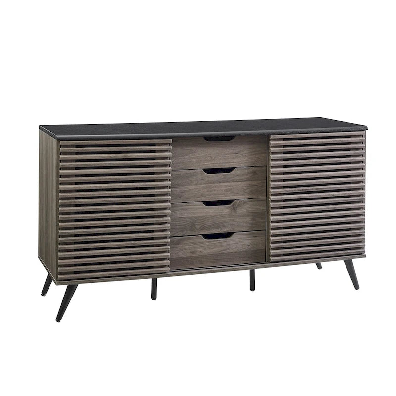 Buffet mit Schiebetüren und Lamellenfront von Middlebrook Designs