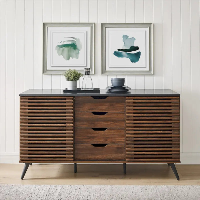 Buffet mit Schiebetüren und Lamellenfront von Middlebrook Designs
