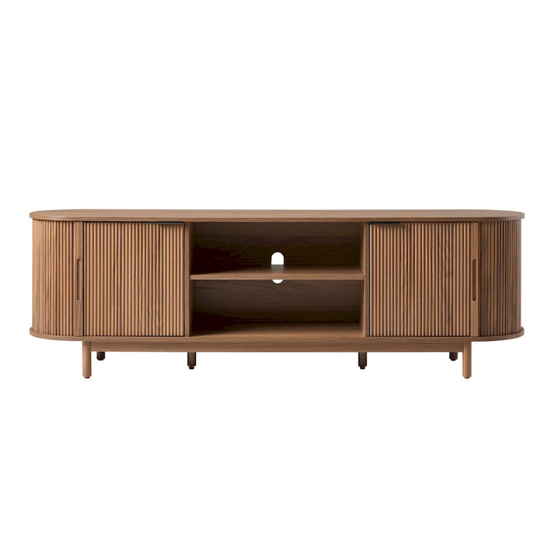 Middlebrook Designs moderne tv-meubel van 70 inch met verticale groeven en open opbergruimte