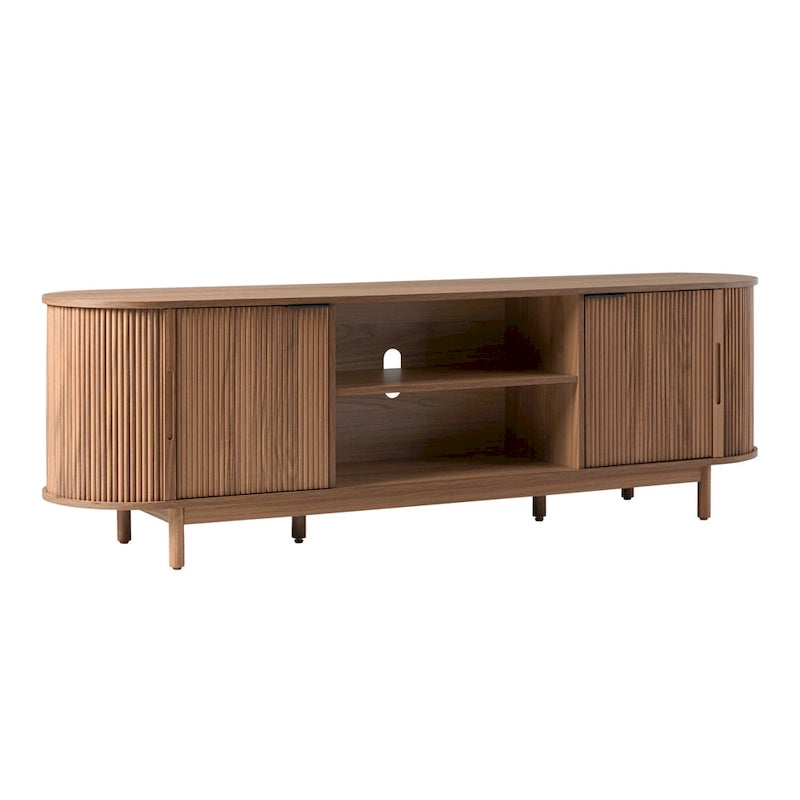 Middlebrook Designs moderne tv-meubel van 70 inch met verticale groeven en open opbergruimte