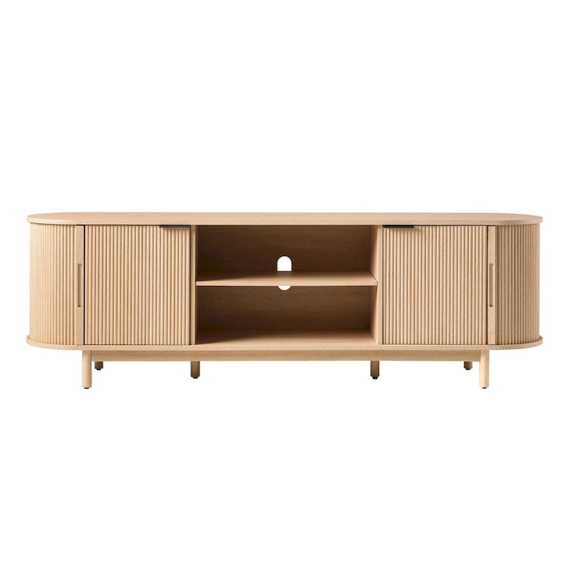 Middlebrook Designs moderne tv-meubel van 70 inch met verticale groeven en open opbergruimte
