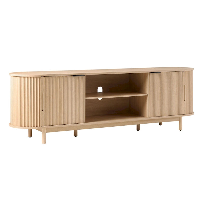 Middlebrook Designs moderne tv-meubel van 70 inch met verticale groeven en open opbergruimte