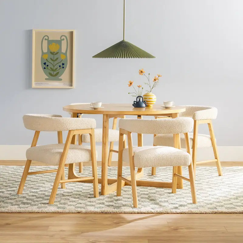 Middlebrook 5-delige eettafelset van massief hout met stoelen van twee materialen