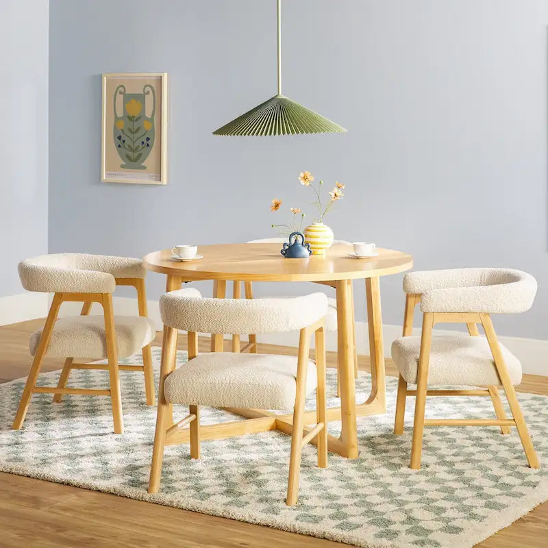 Middlebrook 5-delige eettafelset van massief hout met stoelen van twee materialen
