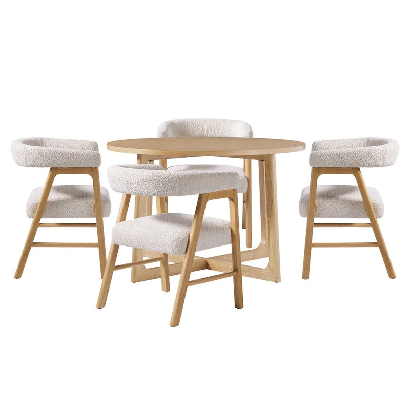 Middlebrook 5-delige eettafelset van massief hout met stoelen van twee materialen