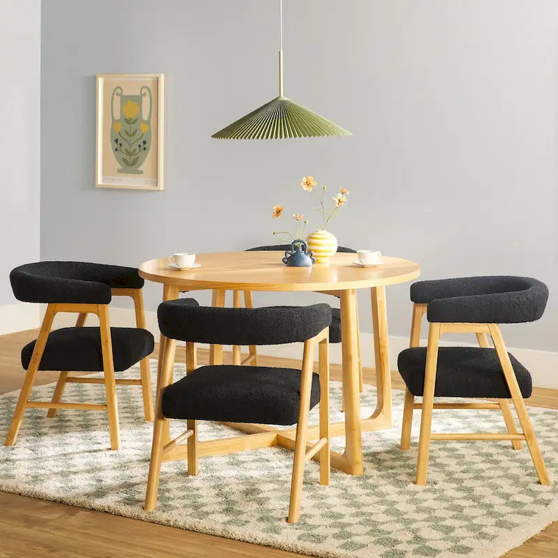 Middlebrook 5-delige eettafelset van massief hout met stoelen van twee materialen