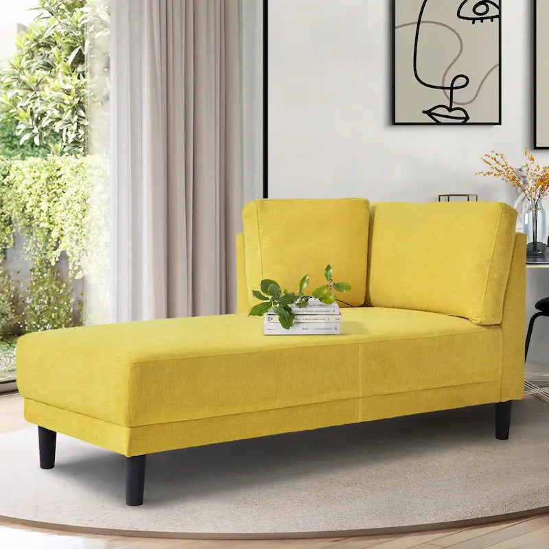 Sofa mit Relaxfunktion aus Leinenstoff im Mid-Century-Stil, gepolsterte Chaiselongue für Innenräume