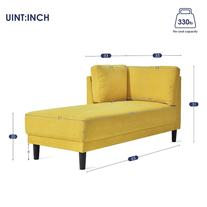 Sofa mit Relaxfunktion aus Leinenstoff im Mid-Century-Stil, gepolsterte Chaiselongue für Innenräume