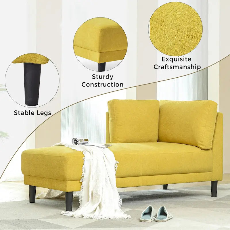 Sofa mit Relaxfunktion aus Leinenstoff im Mid-Century-Stil, gepolsterte Chaiselongue für Innenräume