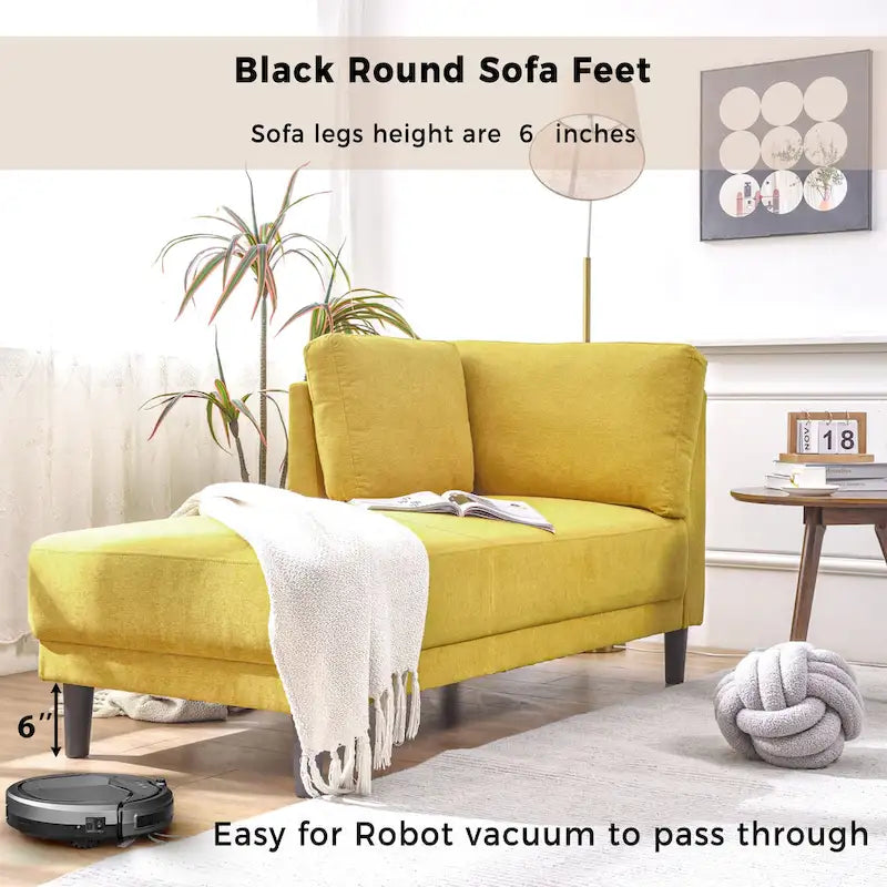 Sofa mit Relaxfunktion aus Leinenstoff im Mid-Century-Stil, gepolsterte Chaiselongue für Innenräume