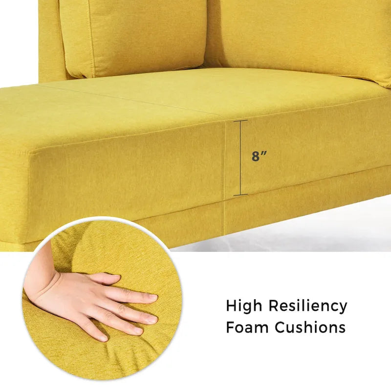 Sofa mit Relaxfunktion aus Leinenstoff im Mid-Century-Stil, gepolsterte Chaiselongue für Innenräume