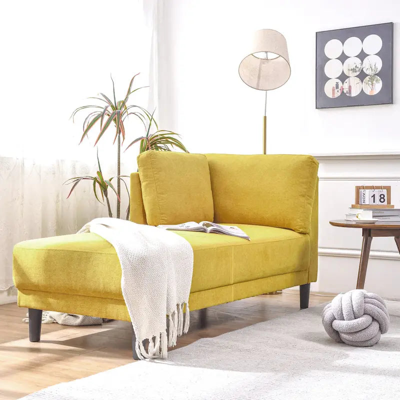 Sofa mit Relaxfunktion aus Leinenstoff im Mid-Century-Stil, gepolsterte Chaiselongue für Innenräume
