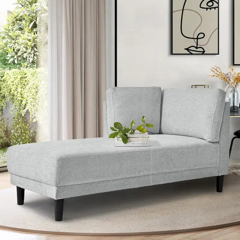 Sofa mit Relaxfunktion aus Leinenstoff im Mid-Century-Stil, gepolsterte Chaiselongue für Innenräume