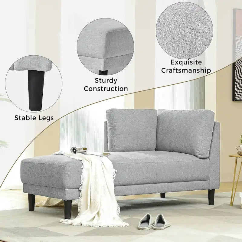Sofa mit Relaxfunktion aus Leinenstoff im Mid-Century-Stil, gepolsterte Chaiselongue für Innenräume
