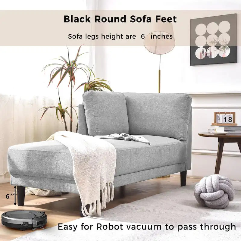 Sofa mit Relaxfunktion aus Leinenstoff im Mid-Century-Stil, gepolsterte Chaiselongue für Innenräume