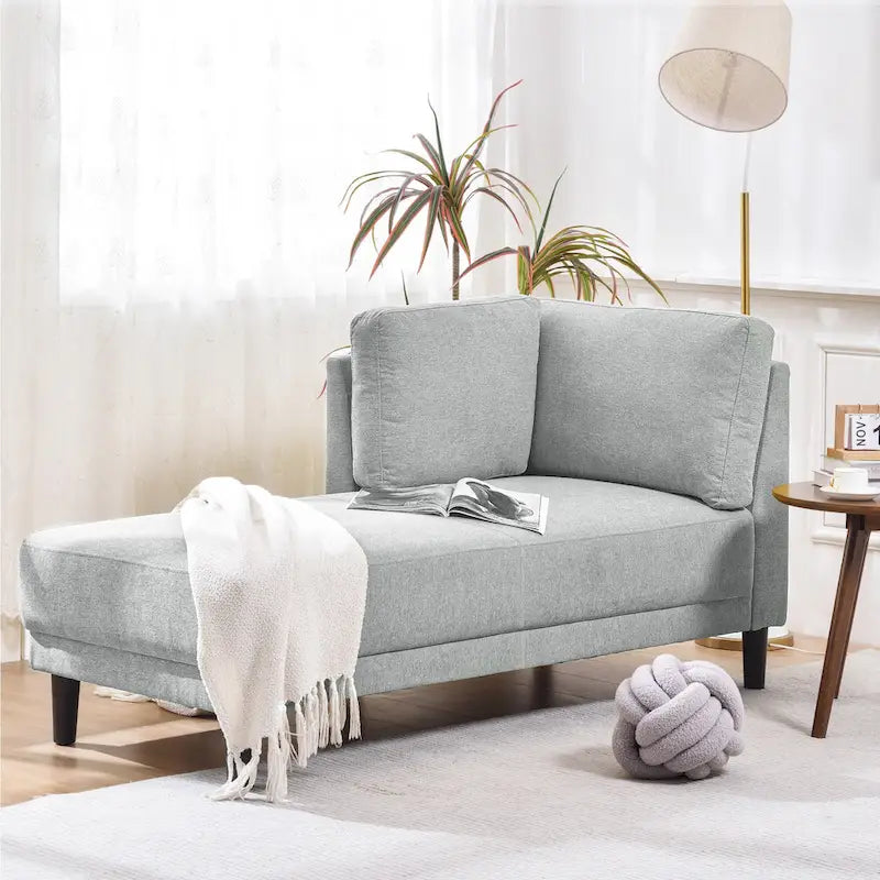 Sofa mit Relaxfunktion aus Leinenstoff im Mid-Century-Stil, gepolsterte Chaiselongue für Innenräume
