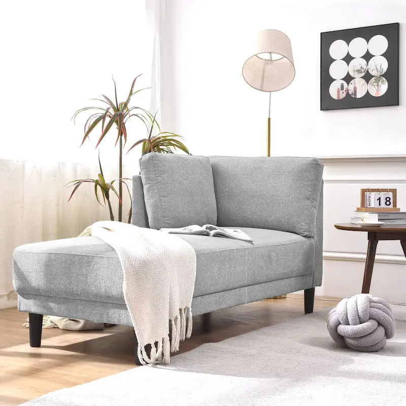 Sofa mit Relaxfunktion aus Leinenstoff im Mid-Century-Stil, gepolsterte Chaiselongue für Innenräume