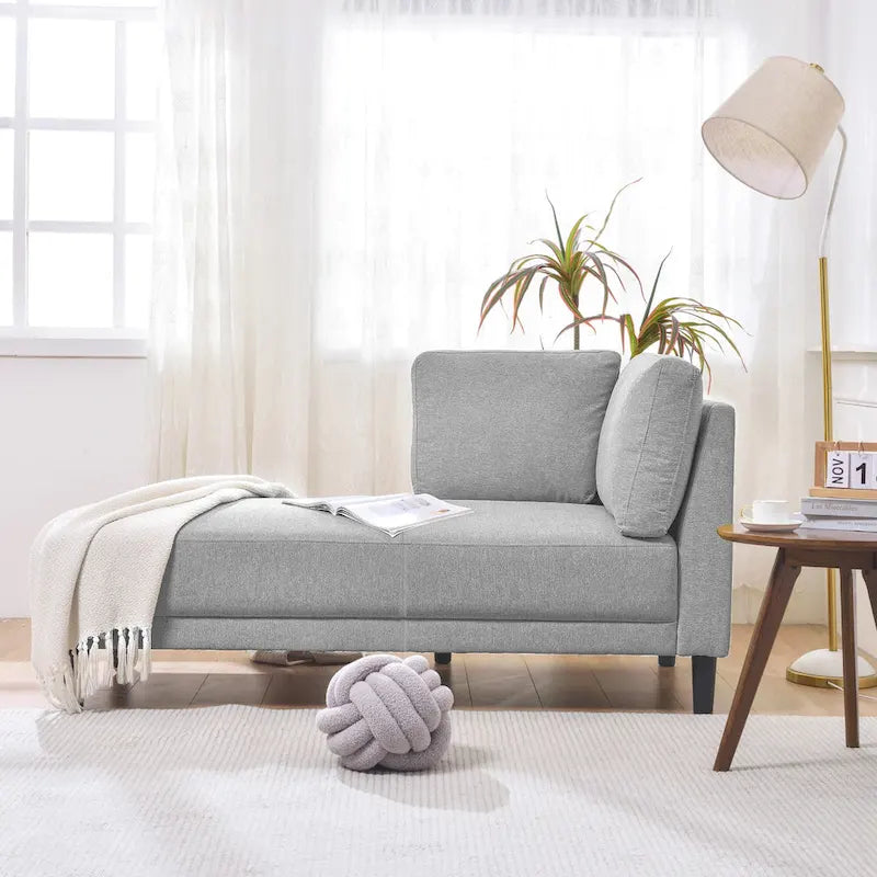 Sofa mit Relaxfunktion aus Leinenstoff im Mid-Century-Stil, gepolsterte Chaiselongue für Innenräume