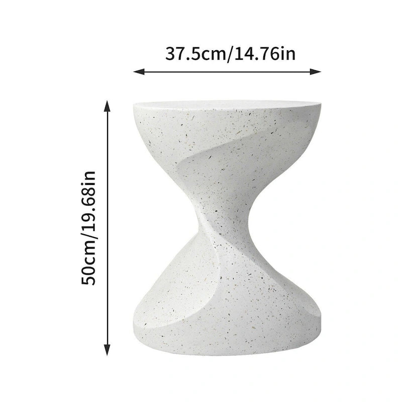 Mesa auxiliar de patio y mesa auxiliar de cama decorativa de hormigón ligero con forma de reloj de arena - 14.76x19.68 pulgadas