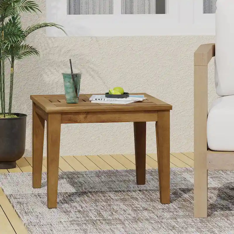 Doğal akasya ahşabından Hampton yan sehpası