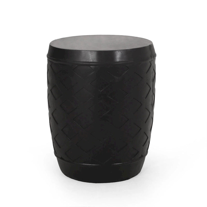 Table d’appoint contemporaine en béton avec motif treillis, noire