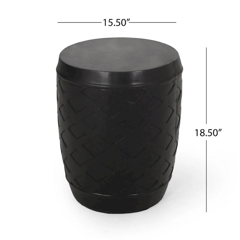 Table d’appoint contemporaine en béton avec motif treillis, noire