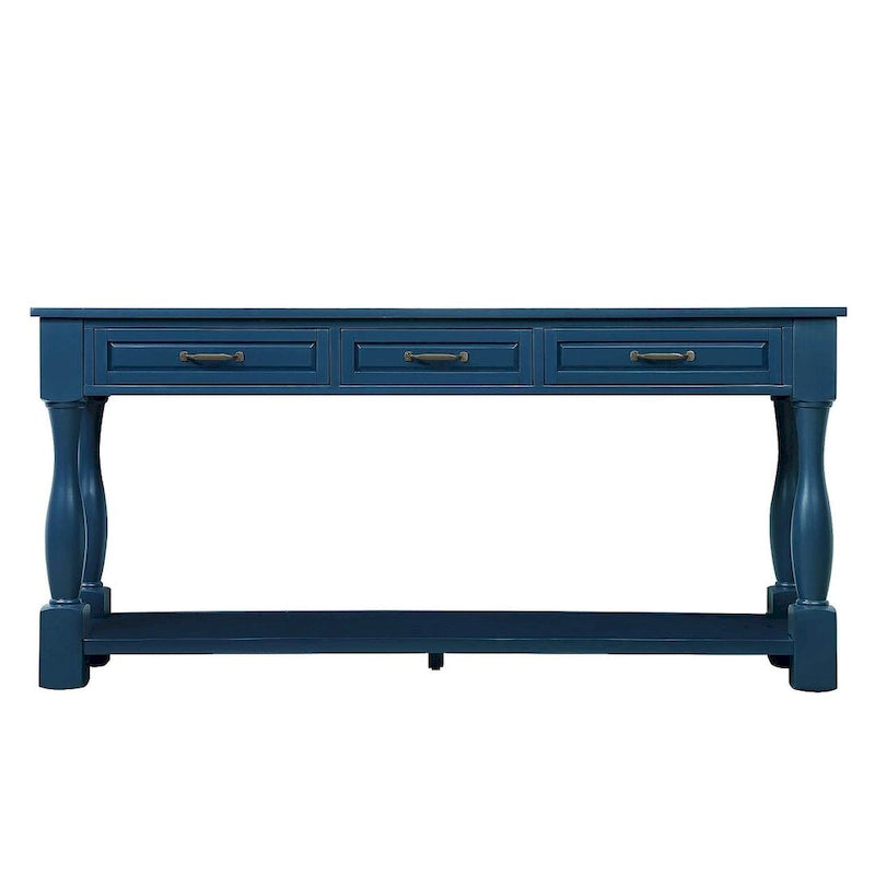 63-Inch-Konsolentisch aus massivem Holz mit 3 Schubladen und 1 unterem Regalboden