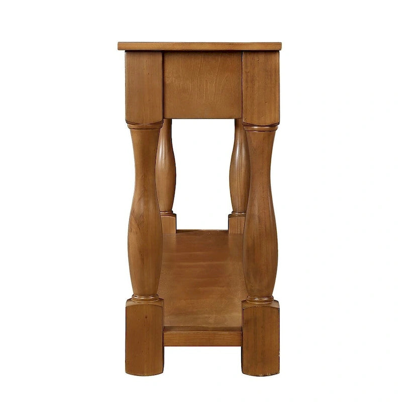 63-Inch-Konsolentisch aus massivem Holz mit 3 Schubladen und 1 unterem Regalboden