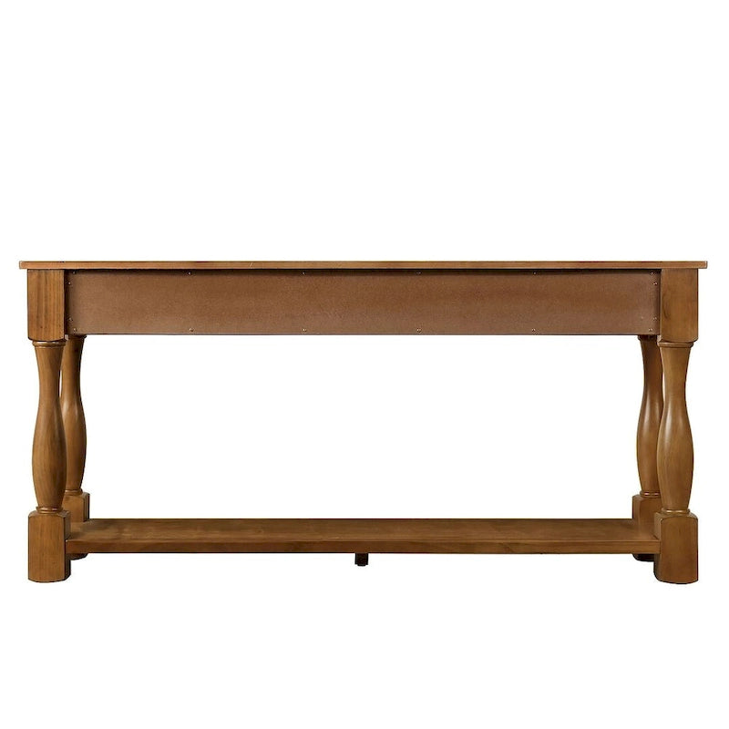 63-Inch-Konsolentisch aus massivem Holz mit 3 Schubladen und 1 unterem Regalboden