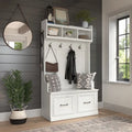 Woodland 40W Hall Tree and Shoe Bench with Doors by Bush Furniture