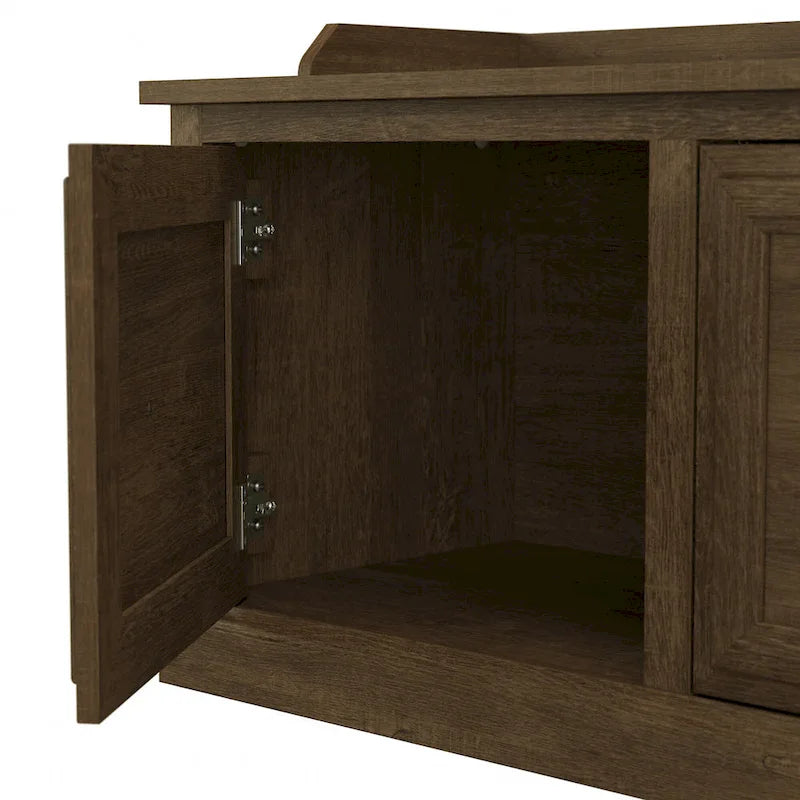 Woodland 40W Hall Tree and Shoe Bench with Doors by Bush Furniture