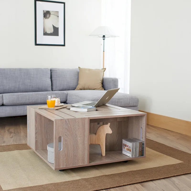 Masa moderner mobiler Couchtisch mit mehreren Ablagefächern, 32 Zoll, von Furniture of America