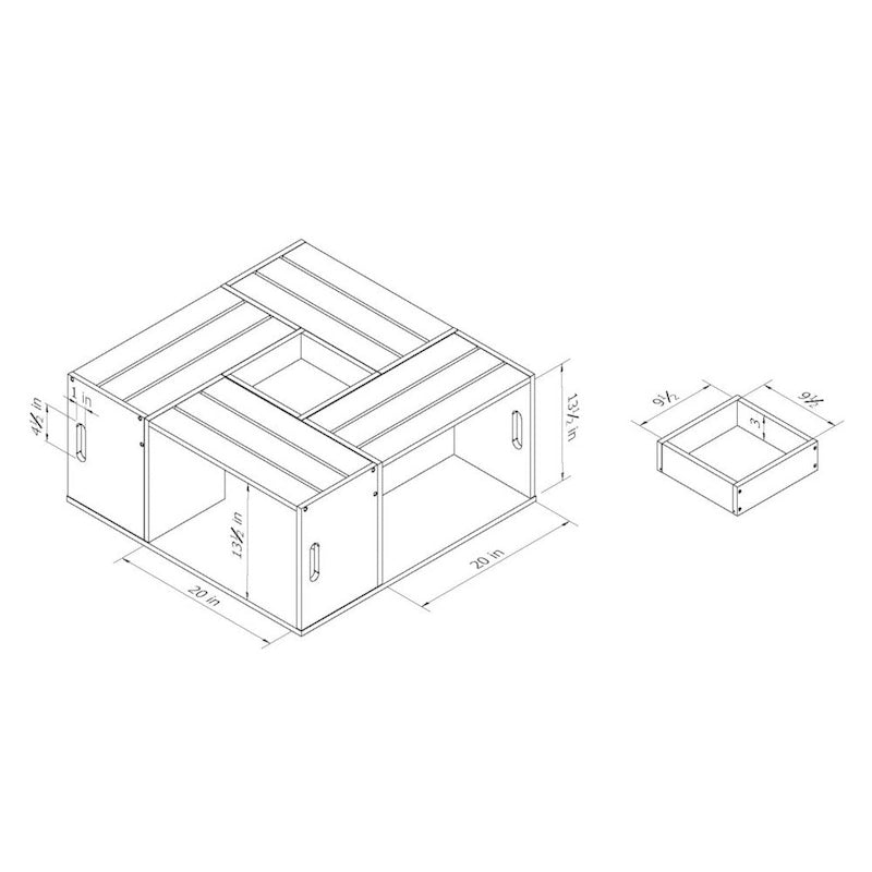Masa moderner mobiler Couchtisch mit mehreren Ablagefächern, 32 Zoll, von Furniture of America