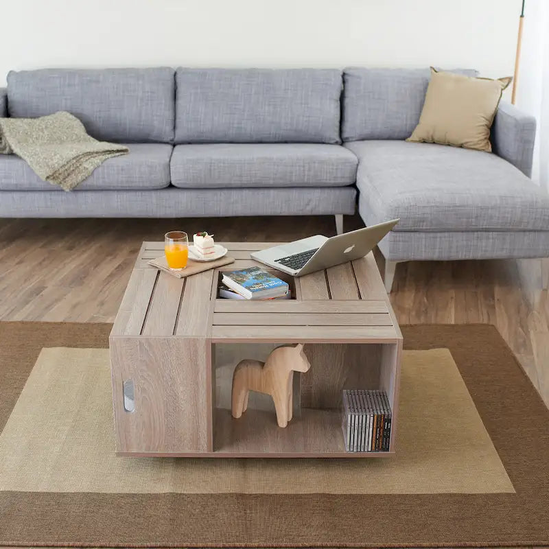 Masa moderner mobiler Couchtisch mit mehreren Ablagefächern, 32 Zoll, von Furniture of America