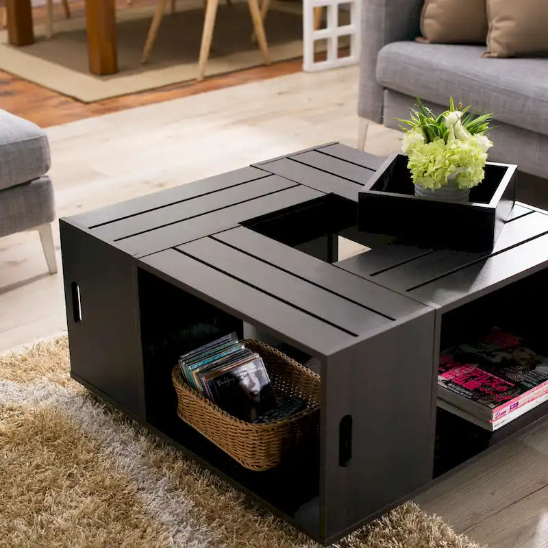 Masa moderner mobiler Couchtisch mit mehreren Ablagefächern, 32 Zoll, von Furniture of America