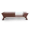 Kress Mid-Century-Walnusstisch, 47 Zoll, mit Glaseinsatz und 1 Ablage, von Furniture of America
