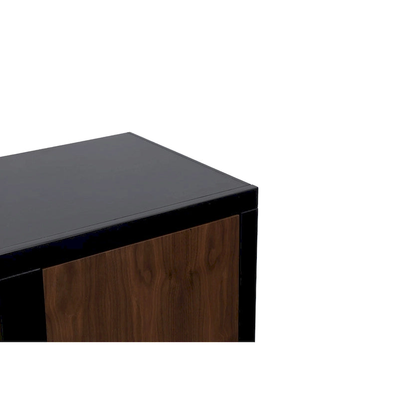 Bridgevine Home „Aria“ 83-Zoll-Kamin-TV-Ständer für Fernseher bis 95 Zoll, mit minimalem Montageaufwand, in Schwarz und Walnussholzoptik