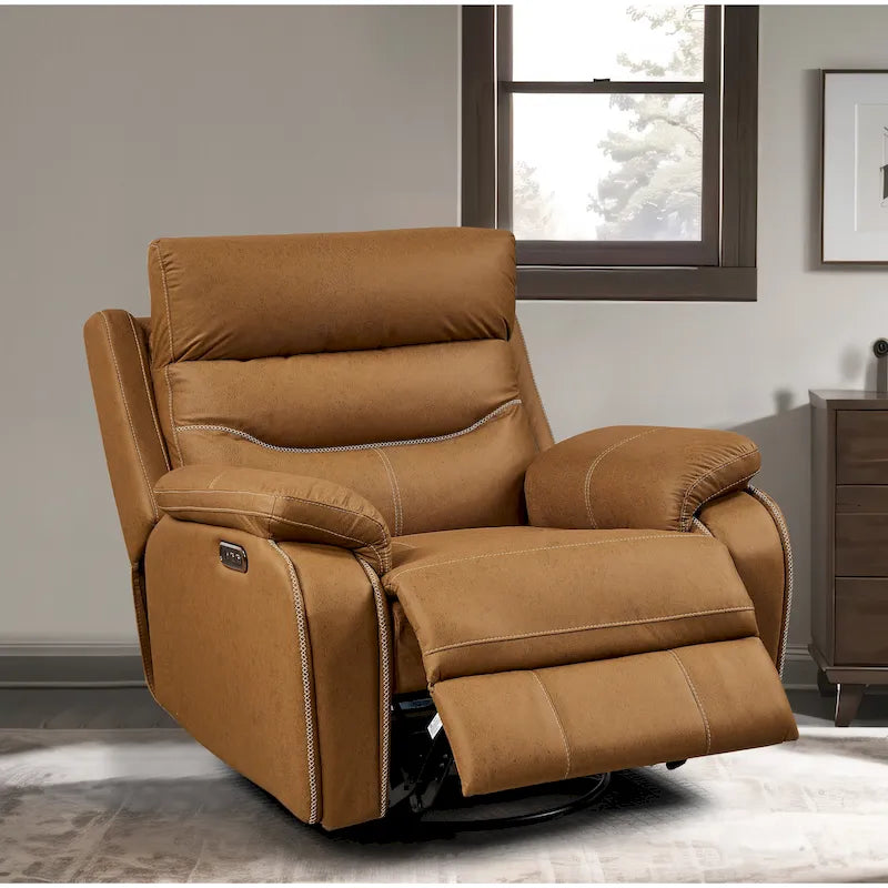 Christopher Knight Home – Fauteuil inclinable pivotant et berçant Liyasi à double moteur OKIN, position infinie, appuie-tête électrique et recharge USB