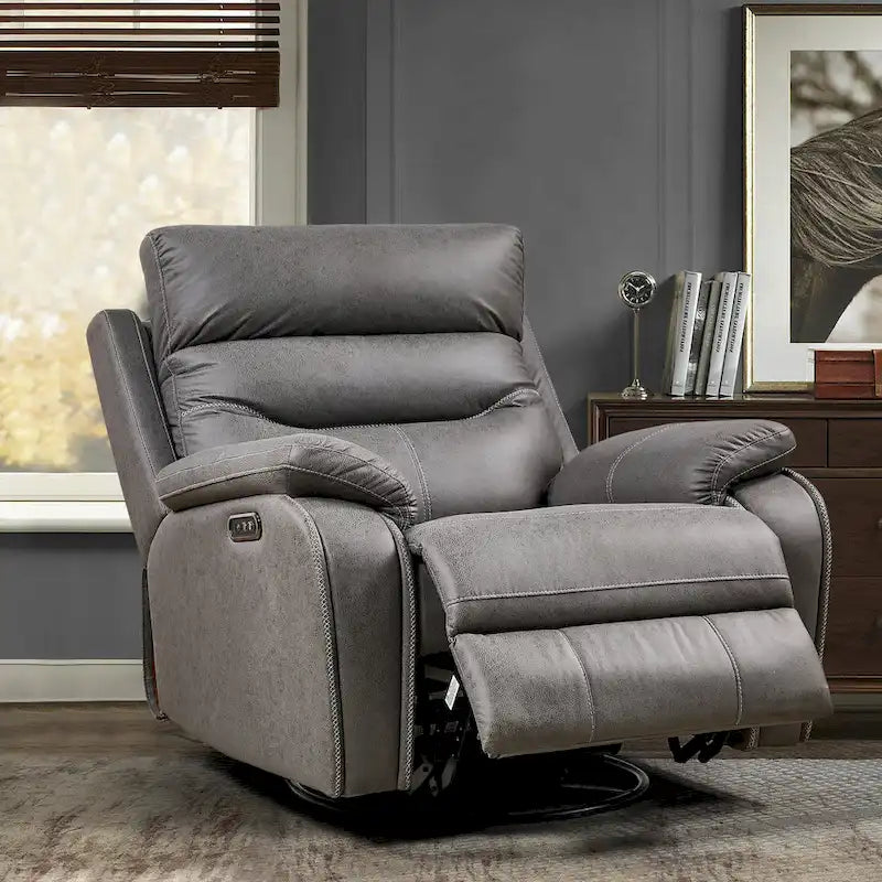 Christopher Knight Home – Fauteuil inclinable pivotant et berçant Liyasi à double moteur OKIN, position infinie, appuie-tête électrique et recharge USB