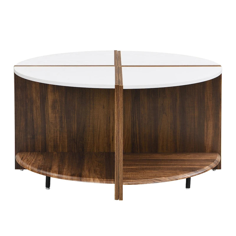 GDFStudio - Table basse ronde industrielle Mason de 4 pièces avec rangement à 2 niveaux