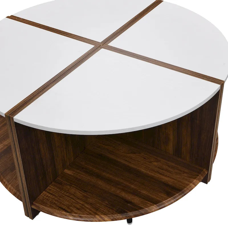 GDFStudio - Table basse ronde industrielle Mason de 4 pièces avec rangement à 2 niveaux