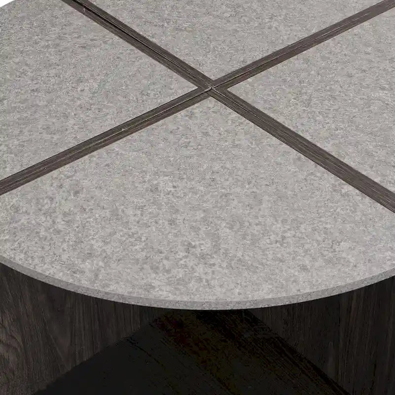 GDFStudio - Table basse ronde industrielle Mason de 4 pièces avec rangement à 2 niveaux