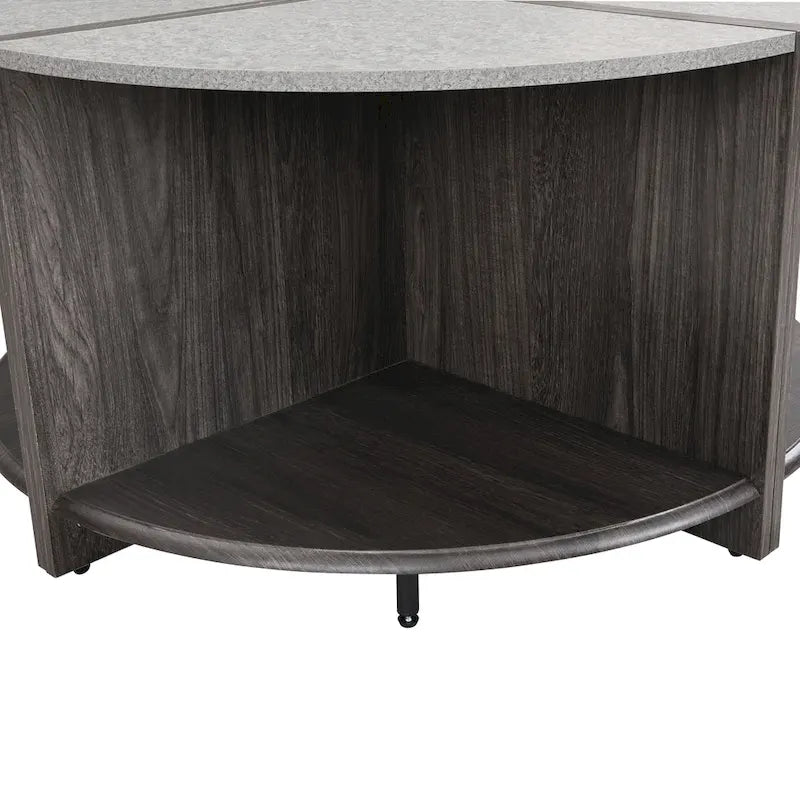 GDFStudio - Table basse ronde industrielle Mason de 4 pièces avec rangement à 2 niveaux