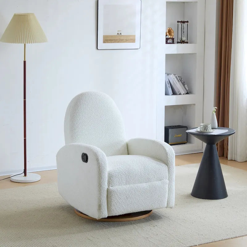 Sillón reclinable Christopher Knight Home con giro de 360° y mecanismo deslizante, tapizado en bouclé