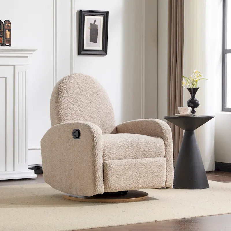 Sillón reclinable Christopher Knight Home con giro de 360° y mecanismo deslizante, tapizado en bouclé
