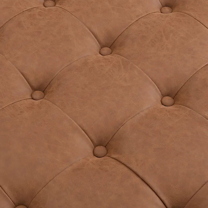 Christopher Knight Home – Ottoman cocktail capitonné 34, ottoman carré en cuir servant de table basse avec structure en bois d’hévéa